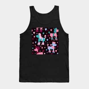 Colourful poodles with hearts repeat pattern Tank Top